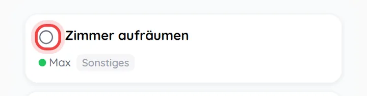 Aufgabenkarte, das runde Symbol links ist markiert